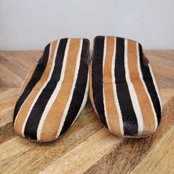 Madewell The Willa Loafer Mule in Striped Calf Hair Slip-On Size 6.5 - Picture 2 of 9